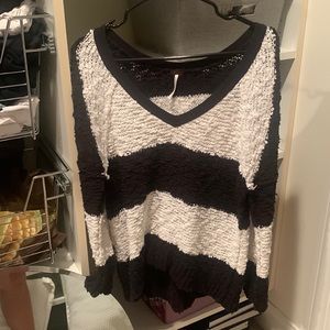 Free People Black and White Striped Sweater